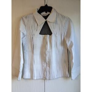 VTG Stera Women's White Long Sleeve Collared Zip Up Casual Jacket Size M